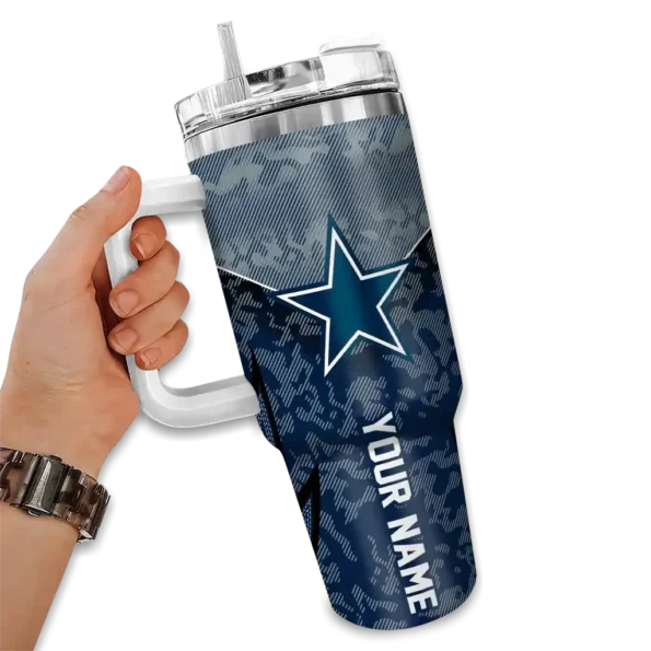 personalized dallas cowboys chevron stripe blue curved tumbler fashion forward.webp