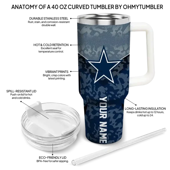 personalized dallas cowboys chevron stripe blue curved tumbler new arrival.webp