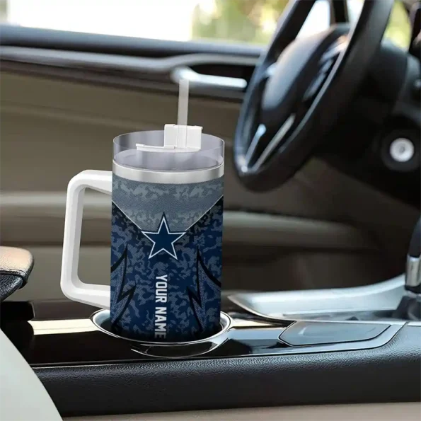 personalized dallas cowboys chevron stripe blue curved tumbler trendy.webp