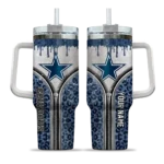 personalized dallas cowboys leopard zipper blue curved tumbler best selling.webp