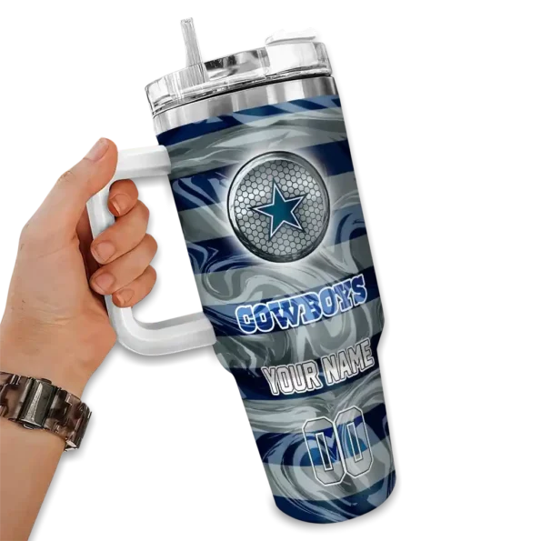 personalized dallas cowboys marbled stripes blue curved tumbler fashion forward.webp