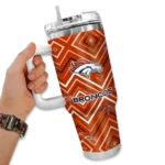 personalized denver broncos bold diamonds orange curved tumbler best selling.webp