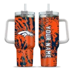 personalized denver broncos burst swirl orange curved tumbler best selling.webp