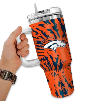 personalized denver broncos burst swirl orange curved tumbler fashion forward.webp