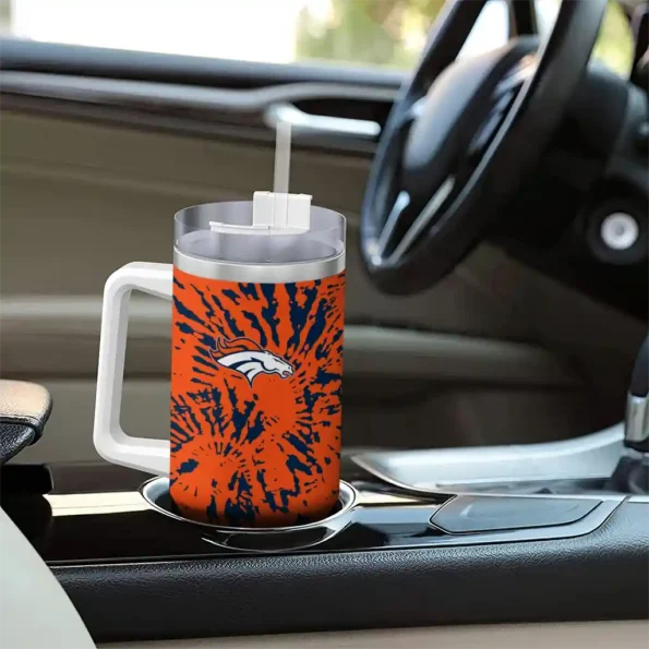 personalized denver broncos burst swirl orange curved tumbler trendy.webp