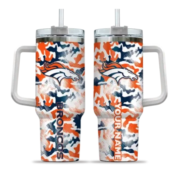 personalized denver broncos camo mashup orange white curved tumbler best selling.webp