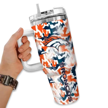 personalized denver broncos camo mashup orange white curved tumbler fashion forward.webp