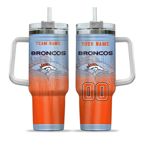 personalized denver broncos gradient dots orange curved tumbler best selling.webp