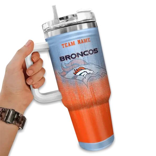 personalized denver broncos gradient dots orange curved tumbler fashion forward.webp