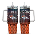 personalized denver broncos hex texture orange curved tumbler best selling.webp