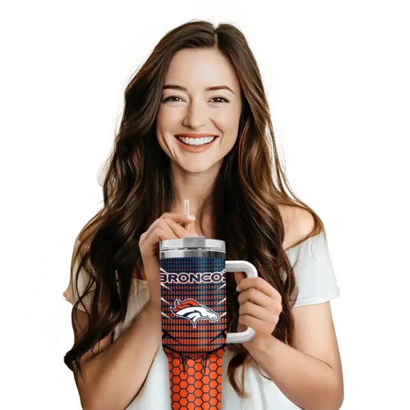 personalized denver broncos hex texture orange curved tumbler premium grade.webp