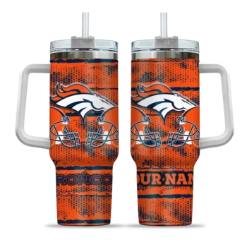 personalized denver broncos honey streaks orange curved tumbler best selling.webp