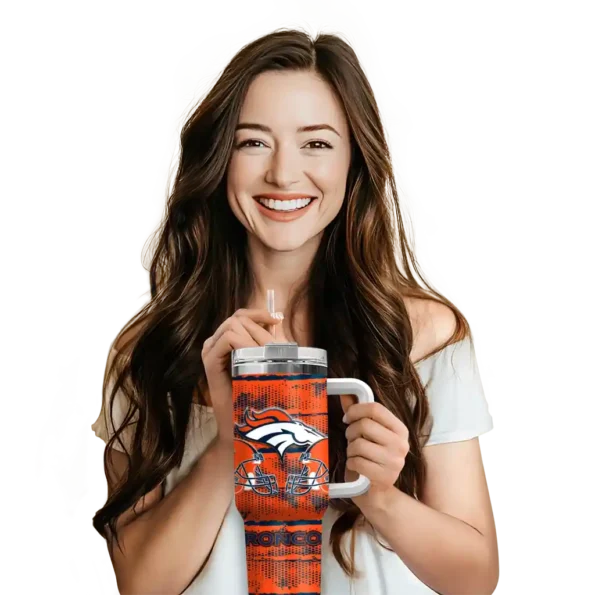 personalized denver broncos honey streaks orange curved tumbler premium grade.webp