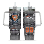 personalized denver broncos superman shield orange gray curved tumbler best selling.webp