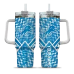personalized detroit lions chevron angle blue curved tumbler best selling.webp