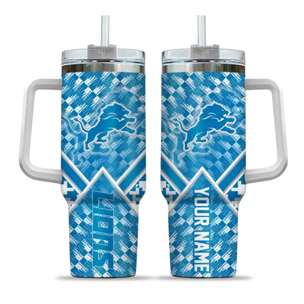 personalized detroit lions chevron angle blue curved tumbler best selling.webp