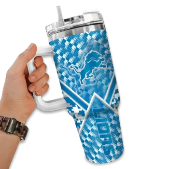 personalized detroit lions chevron angle blue curved tumbler fashion forward.webp