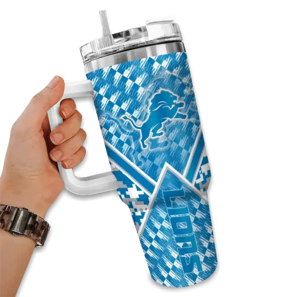 personalized detroit lions chevron angle blue curved tumbler fashion forward.webp