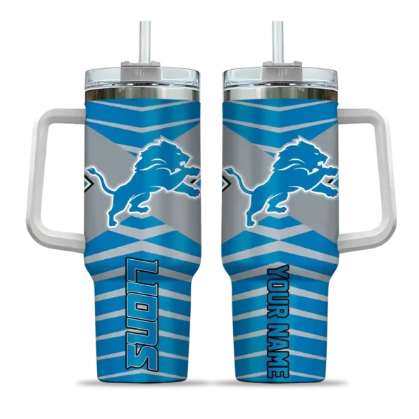 personalized detroit lions chevron layers blue curved tumbler best selling.webp