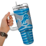 personalized detroit lions chevron layers blue curved tumbler best selling.webp