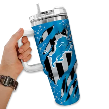 personalized detroit lions claw cut blue black curved tumbler fashion forward.webp