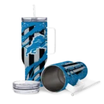 personalized detroit lions claw cut blue black curved tumbler best selling.webp