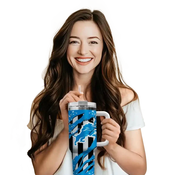 personalized detroit lions claw cut blue black curved tumbler premium grade.webp
