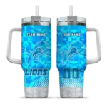personalized detroit lions geometric prism blue curved tumbler best selling.webp