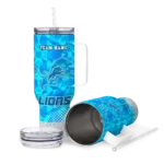 personalized detroit lions geometric prism blue curved tumbler best selling.webp