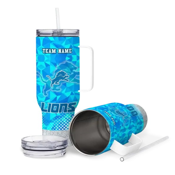 personalized detroit lions geometric prism blue curved tumbler high quality.webp