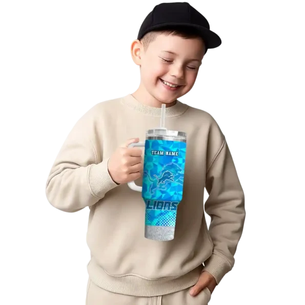 personalized detroit lions geometric prism blue curved tumbler latest model.webp