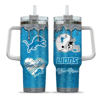 personalized detroit lions heart helmet motif blue curved tumbler best selling.webp