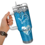 personalized detroit lions heart helmet motif blue curved tumbler best selling.webp