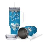personalized detroit lions heart helmet motif blue curved tumbler best selling.webp