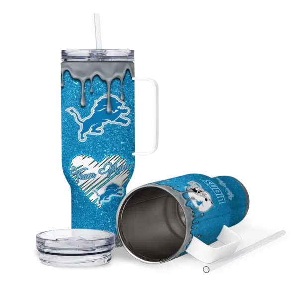 personalized detroit lions heart helmet motif blue curved tumbler high quality.webp