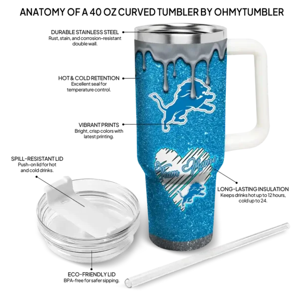 personalized detroit lions heart helmet motif blue curved tumbler new arrival.webp