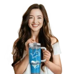 personalized detroit lions heart helmet motif blue curved tumbler best selling.webp