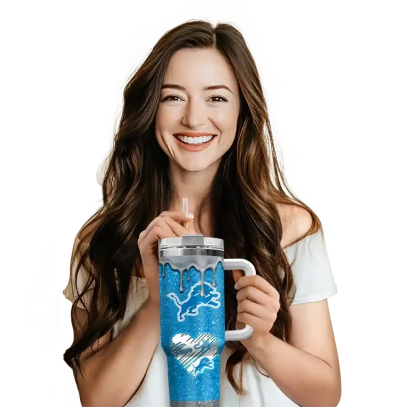 personalized detroit lions heart helmet motif blue curved tumbler premium grade.webp