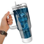 personalized detroit lions hexagon armor blue curved tumbler best selling.webp