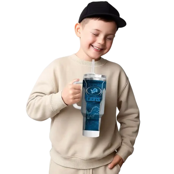 personalized detroit lions hexagon armor blue curved tumbler latest model.webp