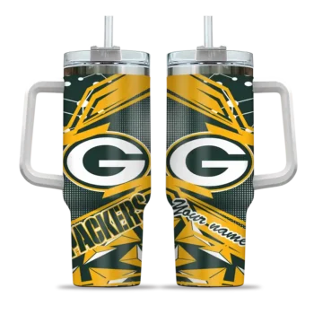 personalized green bay packers abstract paths green curved tumbler best selling.webp