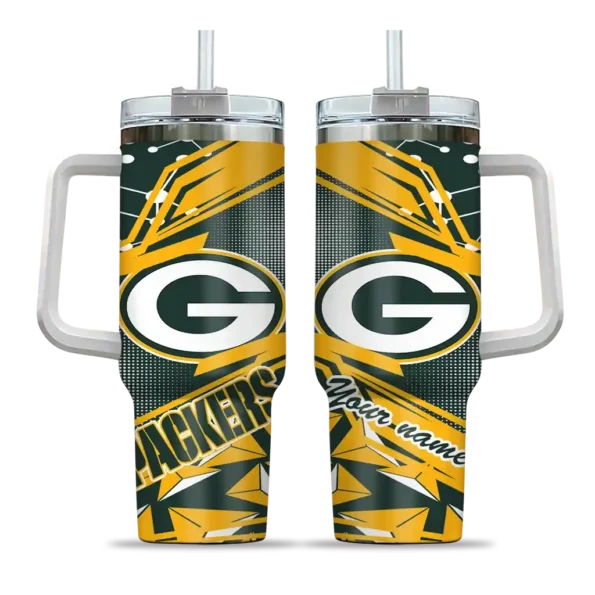 personalized green bay packers abstract paths green curved tumbler best selling.webp