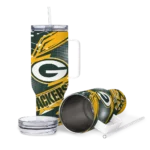 personalized green bay packers abstract paths green curved tumbler best selling.webp