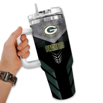personalized green bay packers arrow armor green black curved tumbler fashion forward.webp