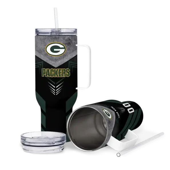 personalized green bay packers arrow armor green black curved tumbler high quality.webp