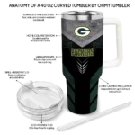 personalized green bay packers arrow armor green black curved tumbler best selling.webp