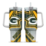 personalized green bay packers arrow burst green curved tumbler best selling.webp