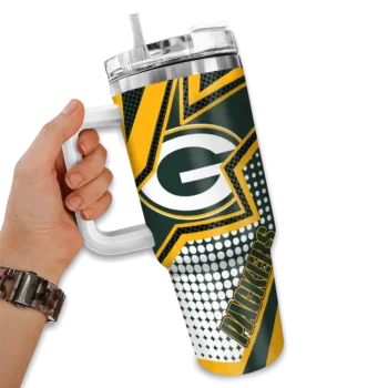 personalized green bay packers arrow burst green curved tumbler fashion forward.webp