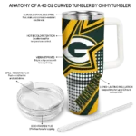 personalized green bay packers arrow burst green curved tumbler best selling.webp
