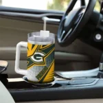 personalized green bay packers arrow burst green curved tumbler best selling.webp